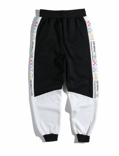 

chaopai spring and autumn new off letter arrow pattern men's women's casual pants, White;black