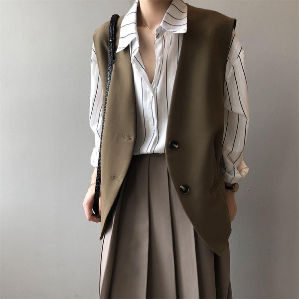 

women's down & parkas hzirip blazers women's vest lady from the high-street firm chic elegant fall fashionable looser femme with n, Black