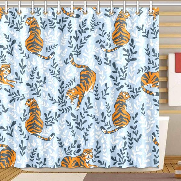

summer leaf tiger shower curtain bathroom sets, novelty bath decoration polyester curtain 72 x 72 inches