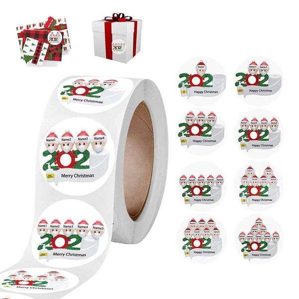 

gift wrap 1 roll of christmas label stickers 2021 quarantine survivor round envelope seal for bag sealing decor