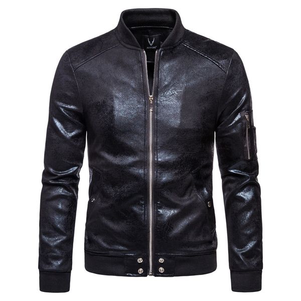 

Men's plus size Outerwear Autumn 2021 Large Leather Fashion Slim Jaet Men, Black
