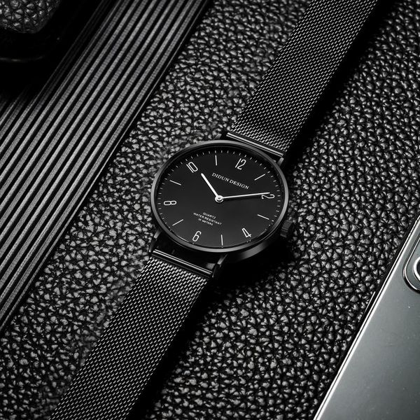 

wristwatches didun men watches quartz dress business watch all steel ultrathin luminous wristwatch waterresistant, Slivery;brown