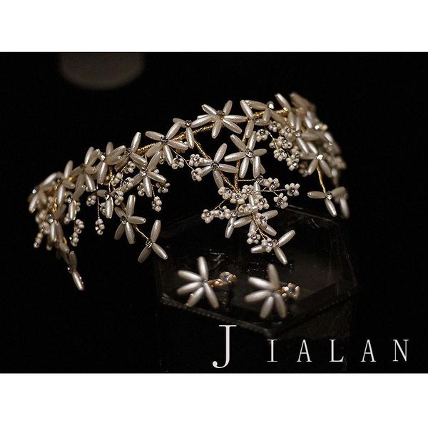 

headpieces wedding hair accessories bride pearl tiara rhinestone headbands crown gold pink headwear band head, Silver
