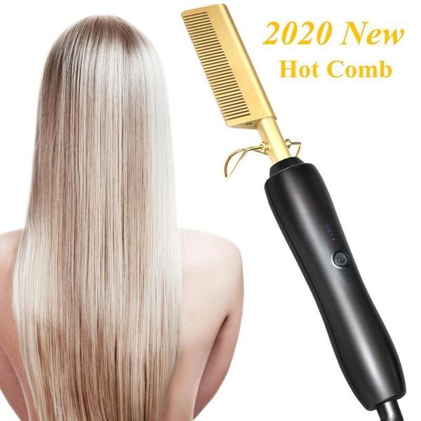 

electric comb straightener high heat press hair straightening environmentally friendly titanium alloy1, Silver