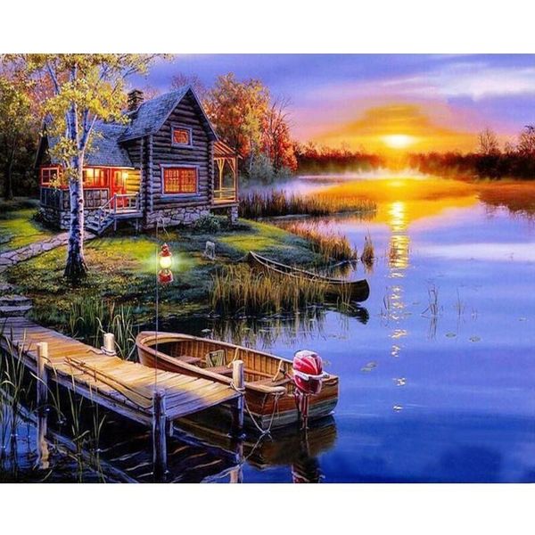 

paintings gatyztory selling the landscape diy canvas painting by numbers for adults acrylic pigment paint number arts craft