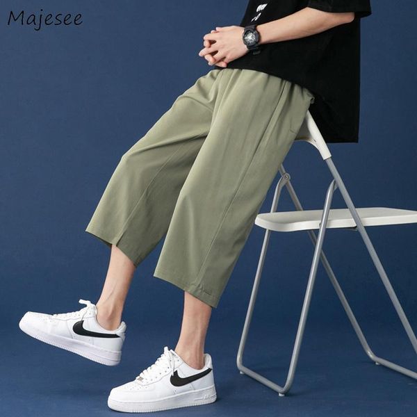 

men's pants summer casual men mid-calf breathable ice silk loose comfort large size m-5xl males trousers all-match workout teenagers, Black