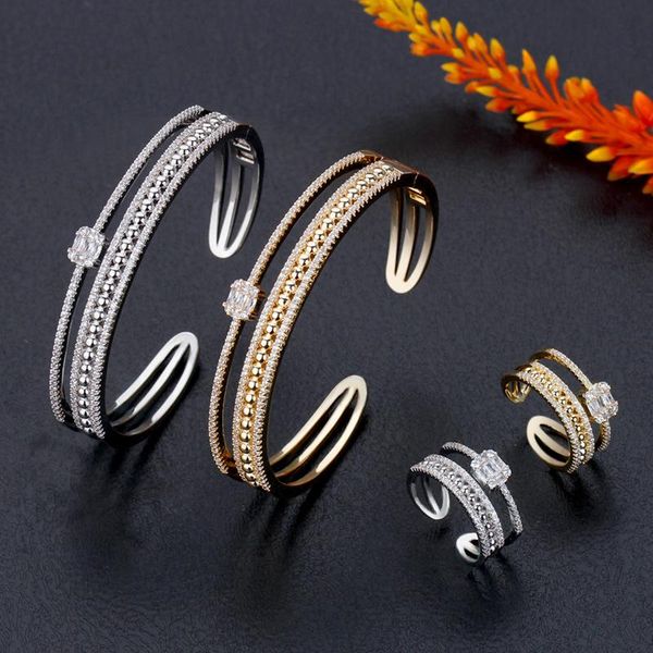 

earrings & necklace bridetalk luxury african bangle ring set cz shell jewelry sets for women wedding cubic zircon crystal dubai bridal, Silver