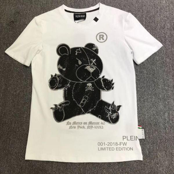 PLEIN BEAR T SHIRT Мужские дизайнерские футболки со стразами Череп Мужские футболки Классические высококачественные хип-хоп уличная футболка Повседневные футболки PB 16283