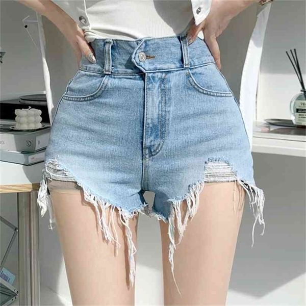 Vintage Yırtık Kot Şort Kadın Artı Boyutu Yüksek Bel Denim Kadın Yaz Chic Streetwear Şık Seksi Kızlar 210714