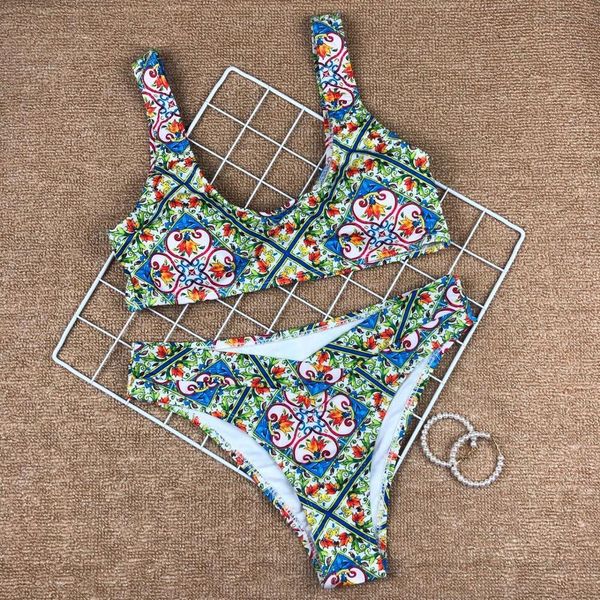 

retro print bikini micro bikinis women biquini sport bathing suit highcut swimsuit vintage swimwear swimming suit for womenin