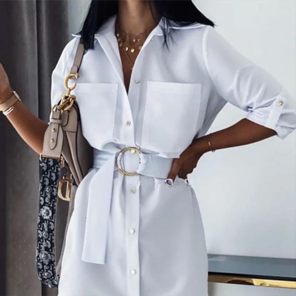

vintage front pockets sashes women dress a line three quarter sleeve turn down collar solid elegant autumn, Black;gray