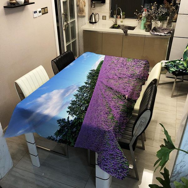 

table cloth lavender polyester printed tablecloth waterproof oil-proof stain-resistant