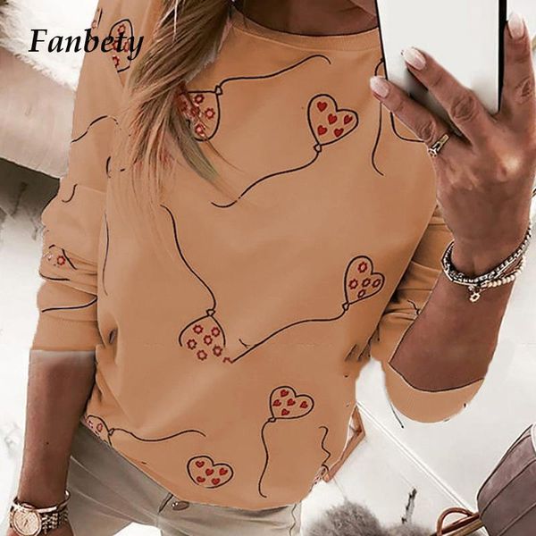 

women elegant o-neck long sleeve blouses shirts 2021 spring fashion heart printed pullovers female casual streetwear blusa women's &, White
