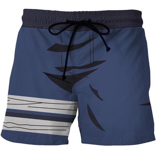 

digital printed men's quick-drying beach shorts cartoon animation printing pocket casual on both sides of the, White;black