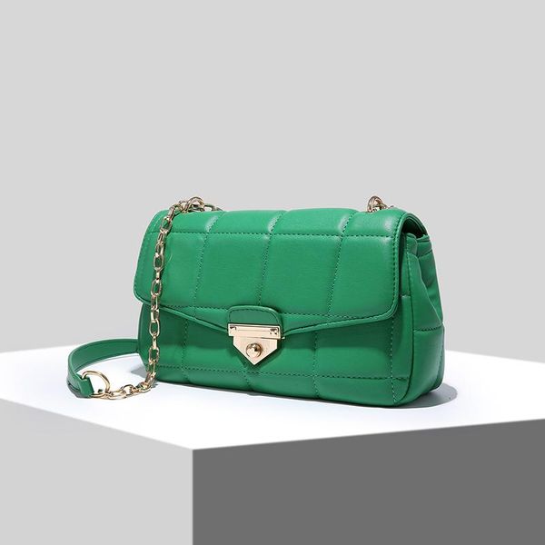 

evening bags retro casual women shoulder leather green rhombic chain female purses and handbags luxury designer for