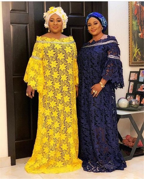 

ethnic clothing baibazin african dresses for women's lace loose plus size robe dress flared sleeve fashion long skirt with headscarf, Red