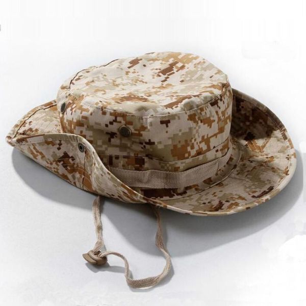 

jungle military camo fisherman hat with wide brim sun fishing bucket fashion outdoor sunshade cap hats, Black;white