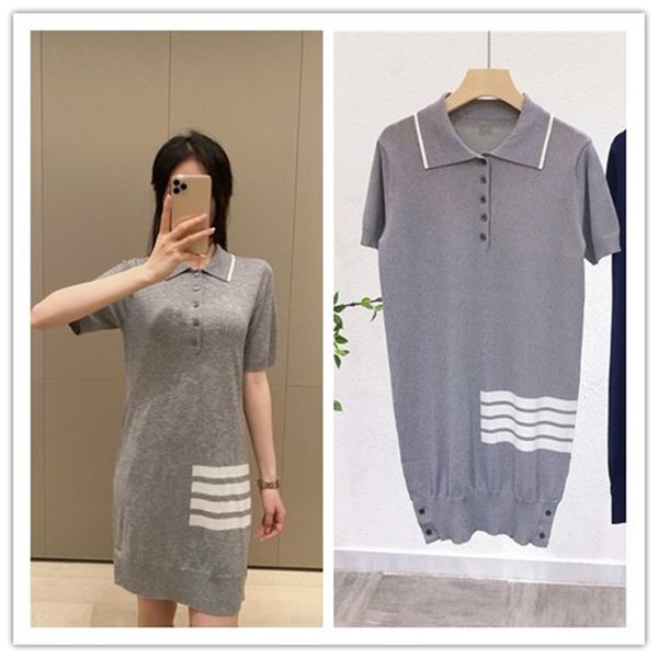 

3308# literature art ~ lapel half open chest british college style short sleeve ice silk dress loose and thin straight tube, Black;gray