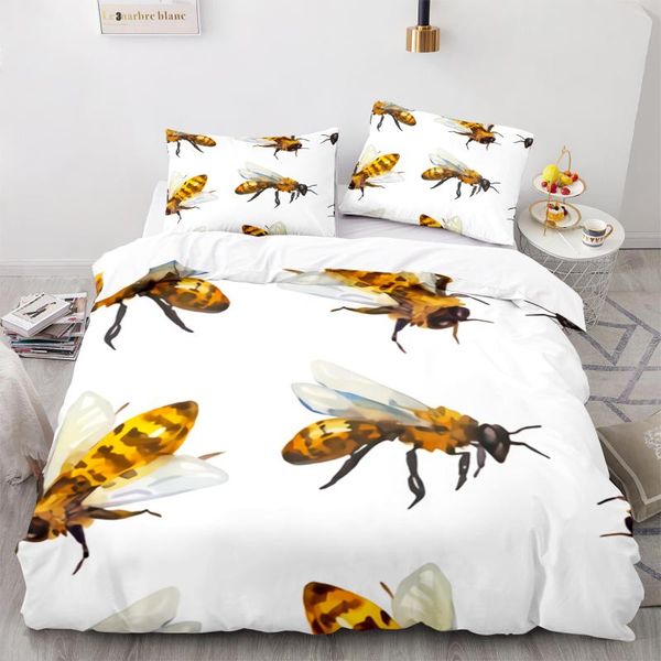 

bedding sets hardworking bee set single twin full  king size bed aldult kid bedroom duvetcover 3d anime 015