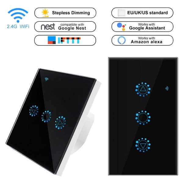

wifi smart app remote sensor led dimmer light switch dimmable wall touch dimmer glass panel module remote eu us standard switch