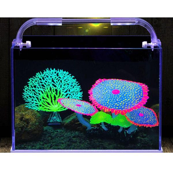 

decorations coral plant ornament glowing effect silicone artificial decoration for fish tank, aquarium landscape