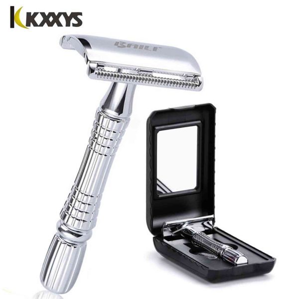 

short classic safety double edge mens shaving steel gift box pack cure handle 1 razor +1 blade