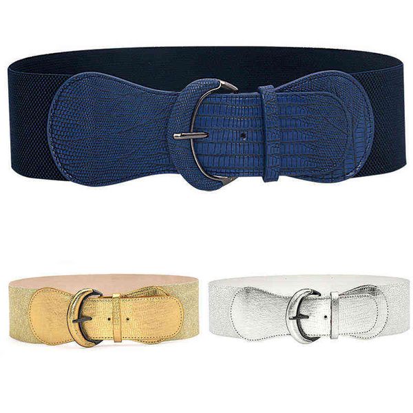 All-Match Fashionable Coreano Estilo Simples Versão Imitação de Couro Decorativo Cinturão Mulheres Elastic Buckle Cinturão Largo G220301