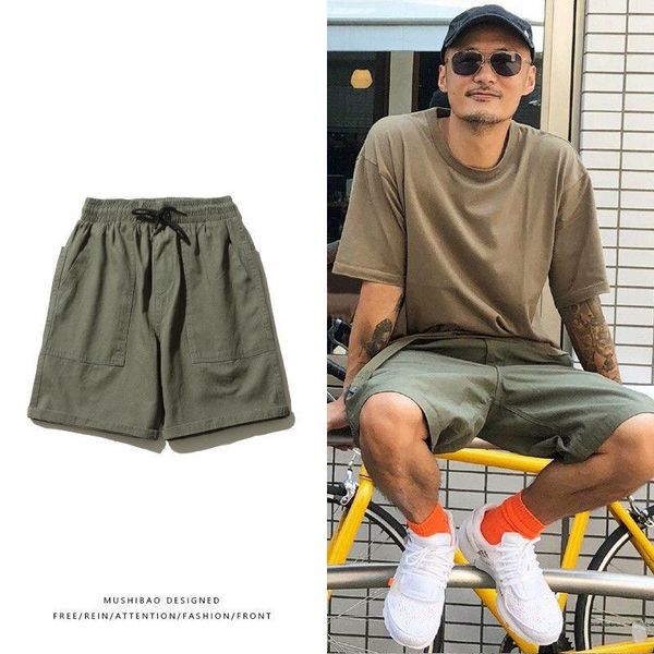 

men's shorts washable tooling for summer wear loose and fashionable japanese casual trend pants, White;black