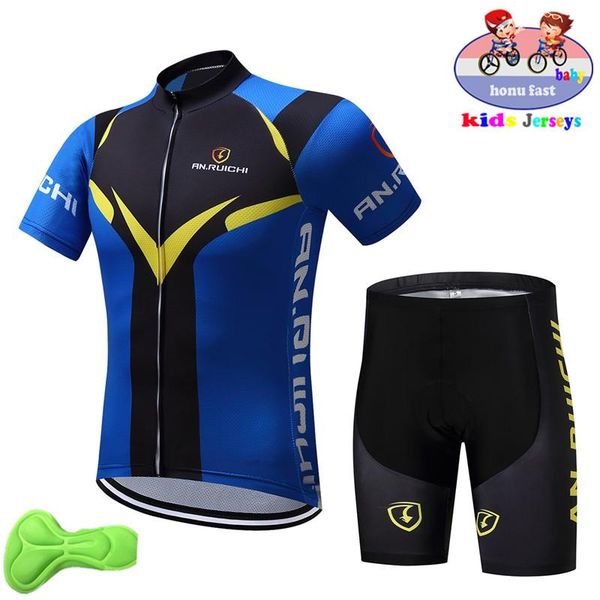 

racing sets children's bicycle jersey summer boys short sleeve mountain bike set ropa ciclismo professional team cycling, Black;blue
