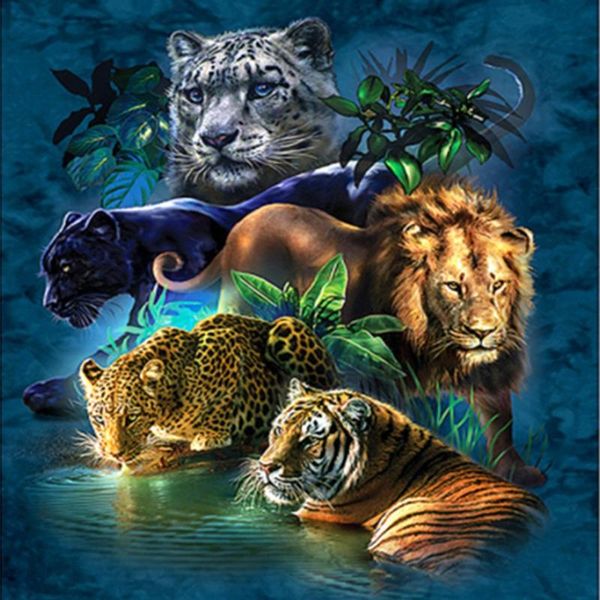 

diamond painting full round drill embroidery art animal picture tiger lion leopard mosaic cross stitch kits paiting decorations