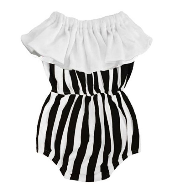 

rompers summer girls' sleeveless triangle khaki striped creeping suit cotton navy neckline, Blue