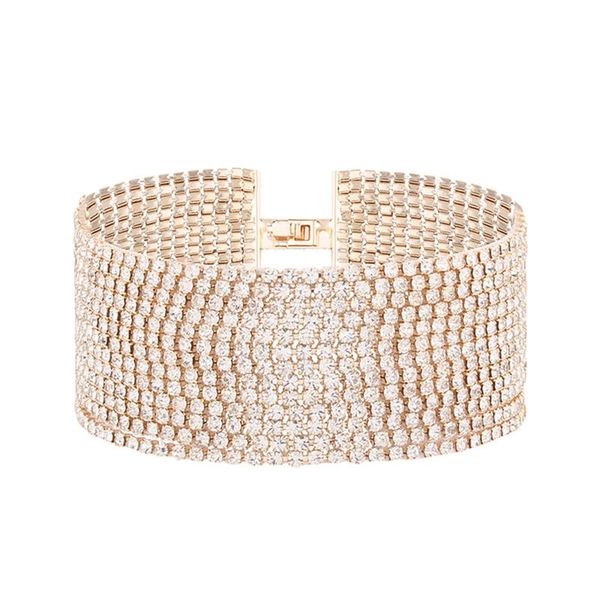 

charm bracelets fashion white full crystal multi layer for women gold silver color decorated bracelet bangle cuff wristband jewelry, Golden;silver