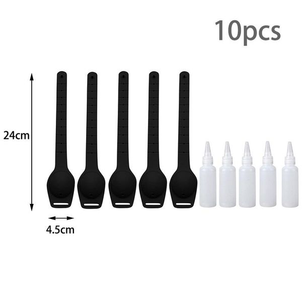 

5pcs 10ml handwashing fluid dispenser portable bracelet wristband disinfectant with 5 squeeze bottle(black) liquid soap