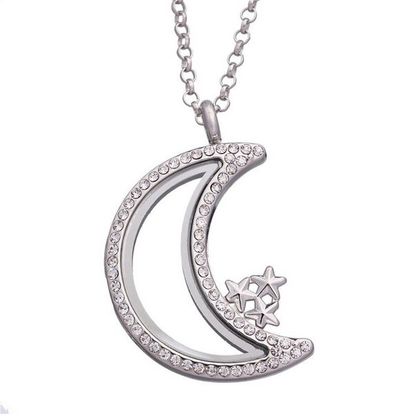 Frauen Star Moon Floating Locket Halskette Goldketten Öffnen offenbares Gedächtnis Anhänger DIY Mode Schmuck Geschenk