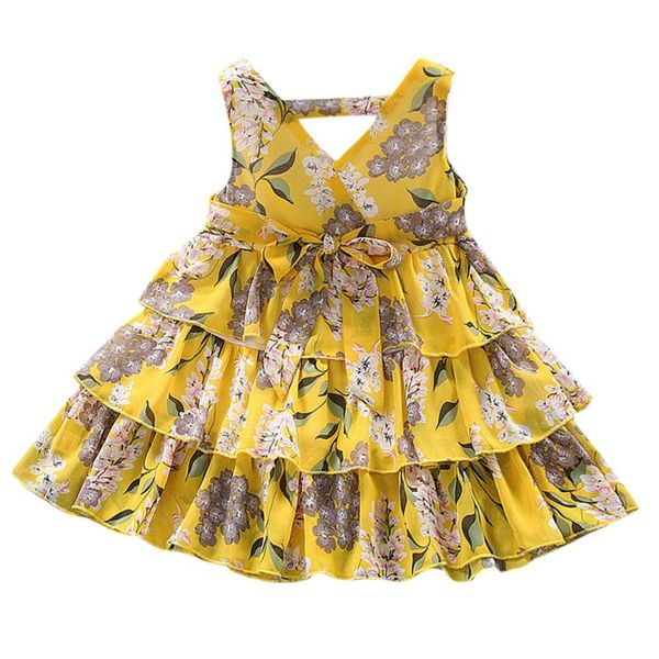 

girl's dresses 2021 summer girls' dress korean strap floral casual sleeveless party princess cute children's baby kids girls, Red;yellow