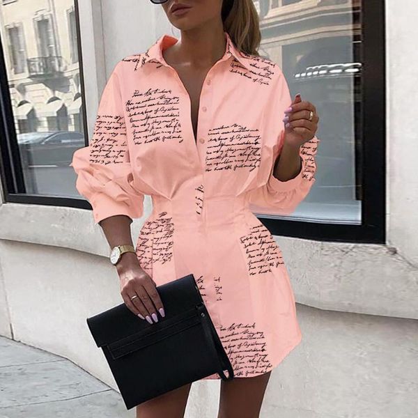 

casual dresses white 2021 autumn solid letter printed shirt dress women street fashion party elegant turn-down collar slim waist button gv00, Black;gray