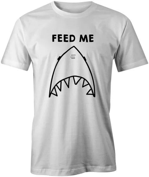 

feed me funny food novely joke graphics printed t-shirt tee top, White;black