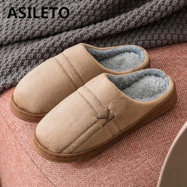

slippers soft plush cotton sweet slides winter shoes couple non-slip floor indoor home warm furry for women bedroom 44, Black