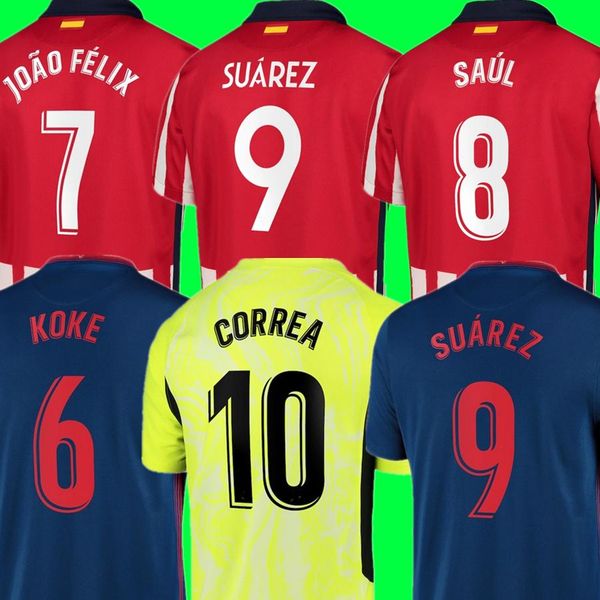

2021 atletico soccer jerseys suÃ¡rez madrid 2021 22 joÃ£o fÃ©lix saul koke m.llorente dembÃ©lÃ© men kits training football jersey, Black;yellow