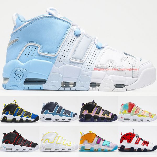 

sky blue more uptempos og peace love basketball shoes denim dusk to dawn uk light citron mix n match outdoor sports sneakers, Black