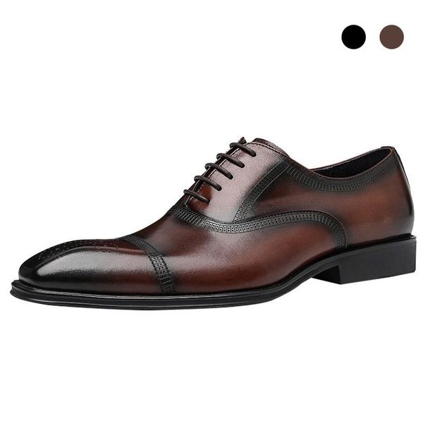 

dress shoes oxford brogue bridegroom men black korean style genuine leather original business designer