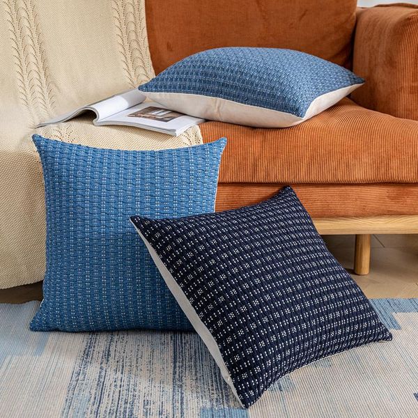 

cushion/decorative pillow simple soild color decoration cushion cover 45x45cm/30x50cm blue pillowcover woven for home living room bedroom ch