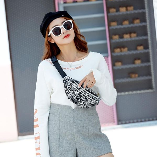 

waist bags women's leopard print cool bag double layer korean personalized one shoulder chest fanny pack