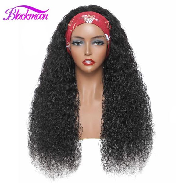 

hair bulks water wave headband glueless 100% human head band for women p4-30 brown color full machine made, Black