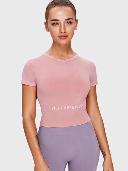 

yoga outfits women sport t-shirts gym sportswear fitness tights letter girl's running shirt quick dry shirts, White;red