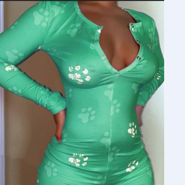 

women v-neck bodycon sleepwear jumpsuit bodysuit shorts romper leotard long sleeve printed button women's jumpsuits & rompers, Black;white