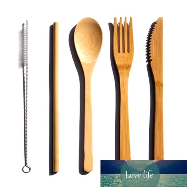 Conjunto de talheres de bambu sem BPA, reutilizável, sem resíduos orgânicos, para lava-louças, talheres de madeira biodegradável, garfo, faca, preço de fábrica, design especializado, qualidade