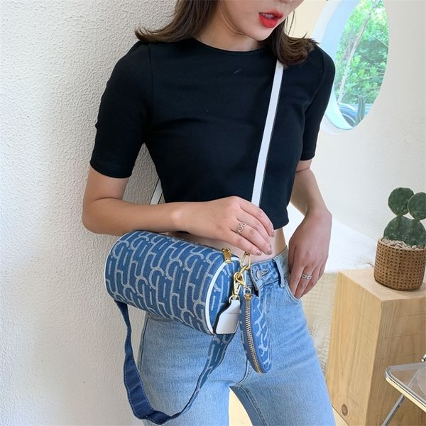 

outlet sale 80% off summer new two in one shoulder bag fashion trend diagonal cross denim underarm net red small round u0rm