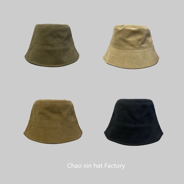 

pure fisherman's female bucket hat summer designer twill pure color versatile basin tide hat, Black;white
