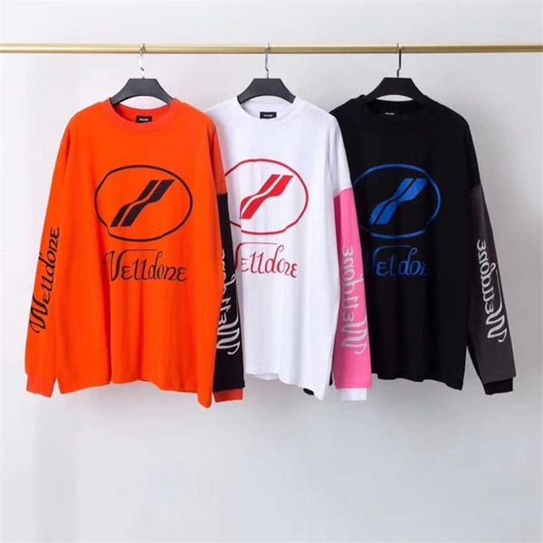 

men's t-shirts long sleeve we11done t-shirts men women quality oversize tee welldone t shirt 38g6, White;black